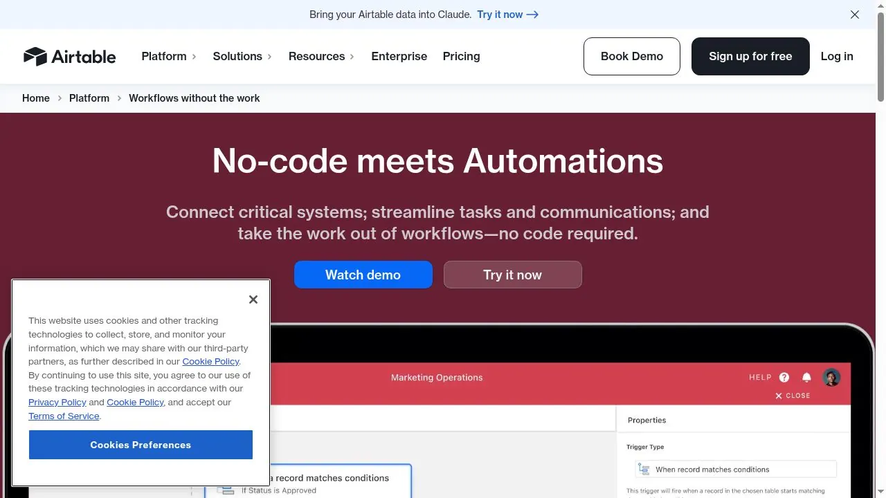 Airtable Automations product page