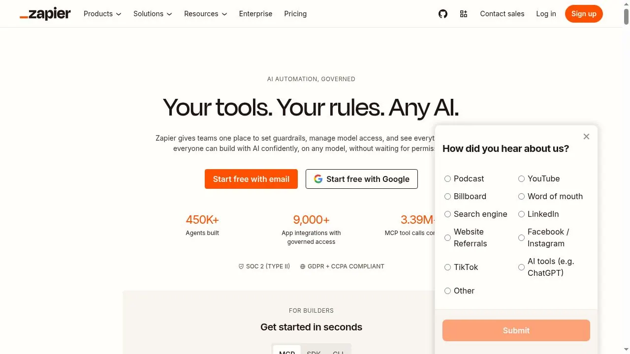 Zapier product page